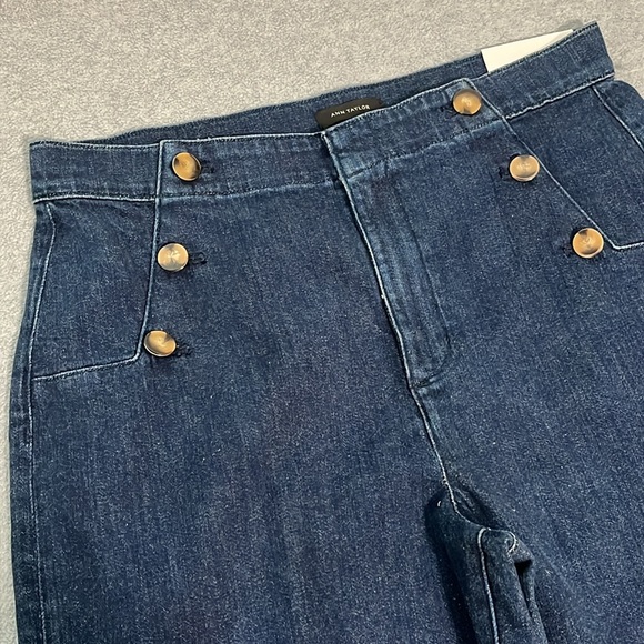 Wide Leg High Rise Jeans Womens Size 12 Coastal Sailor Nautical Ankle - Picture 11 of 12